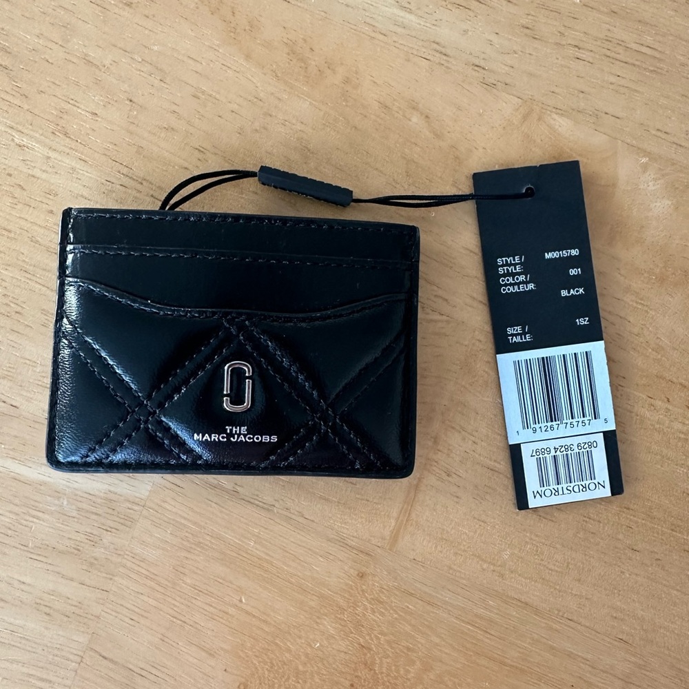 Marc Jacobs Black Quilted Leather Card Holder with Logo